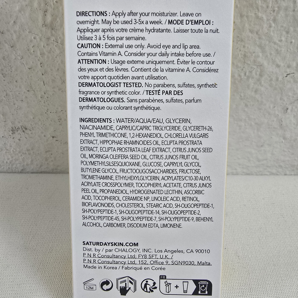 NIB Saturday Skin Yuzu Vitamin C Sleep Mask - Picture 2 of 3